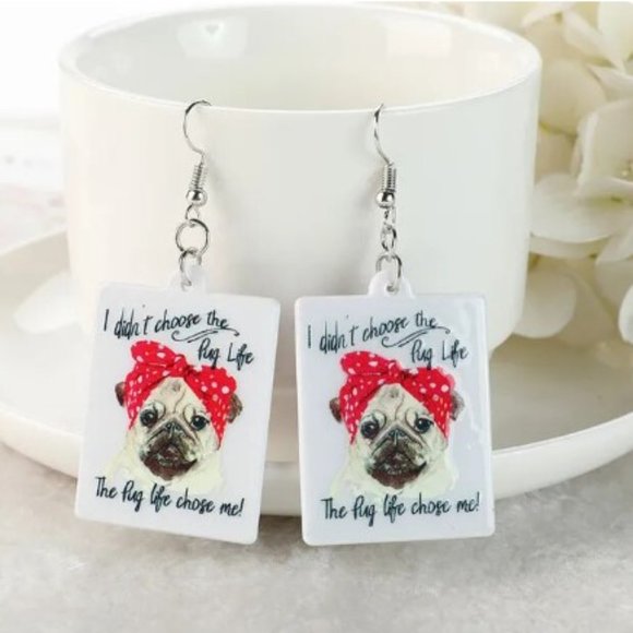 Pug Life Earrings - Picture 2 of 2